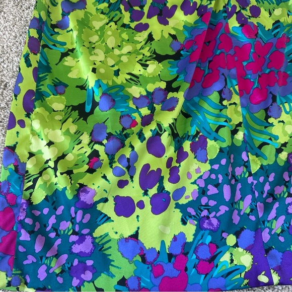 Vibrant Floral V-neck Dress Evan Picone Size 6, wedding, cocktail, chartreuse - Picture 8 of 12